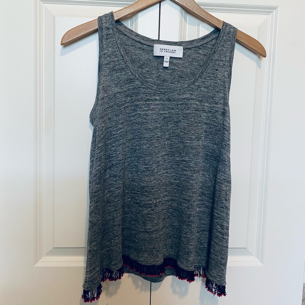 10 Crosby Derek Lam Tank Top with Beaded Fringe Size Small